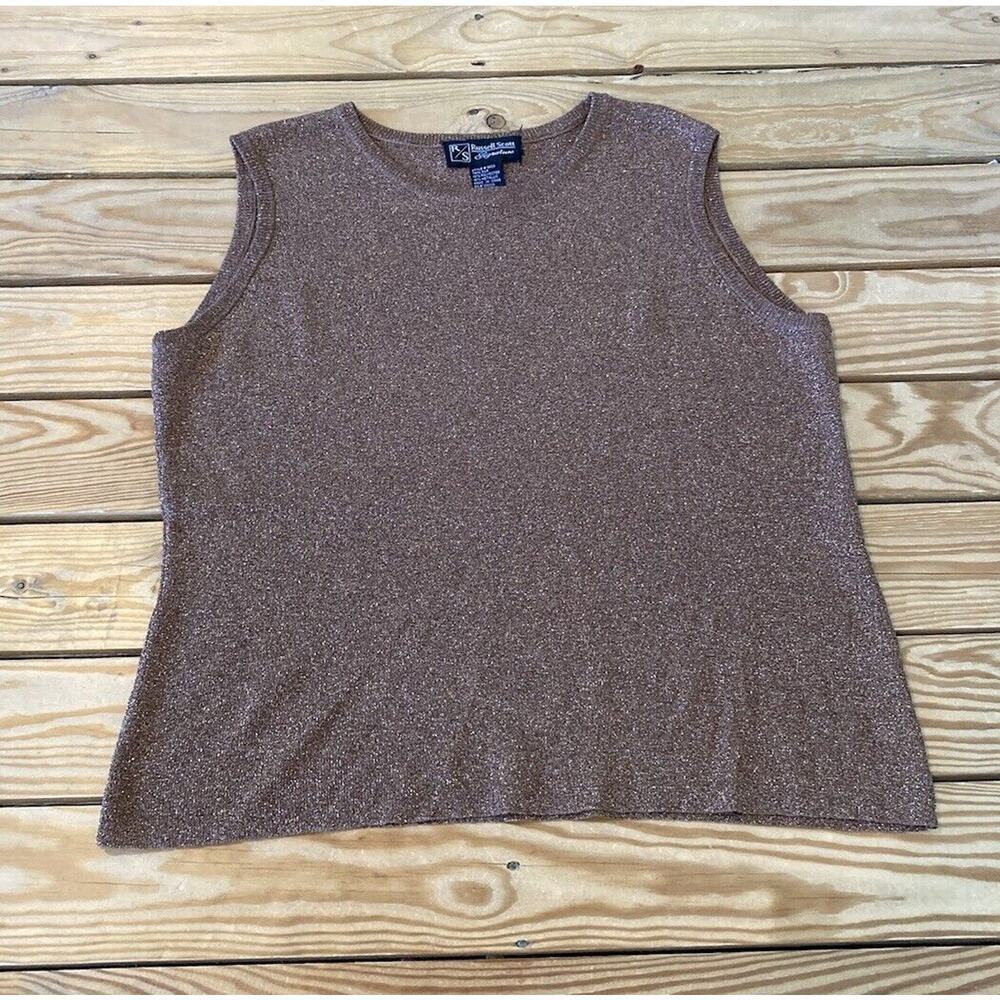 Russell Scott Silk Blend Sleeveless Sweater Size Large Women’s Brown